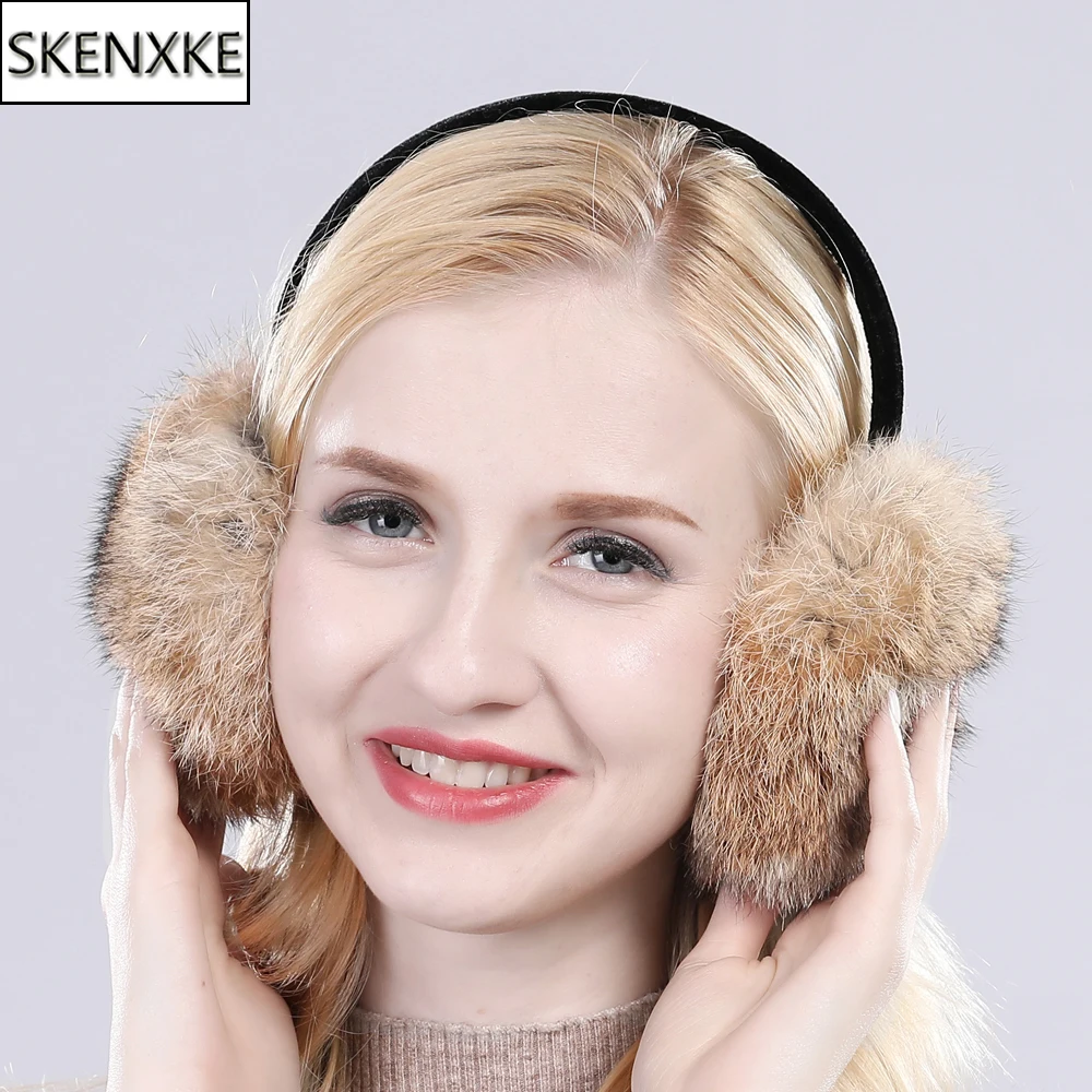 

New Fashion Trendy Winter Genuine Real Rabbit Fur Earmuff Women Winter Warm Rabbit Fur Earmuffs Russia Girls Real Fur Earmuffs