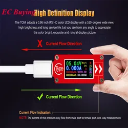 TC64 Type-C Color LCD USB Voltmeter Ammeter Voltage Current Meter Multimeter Battery PD Fast Charge Power Bank USB Tester