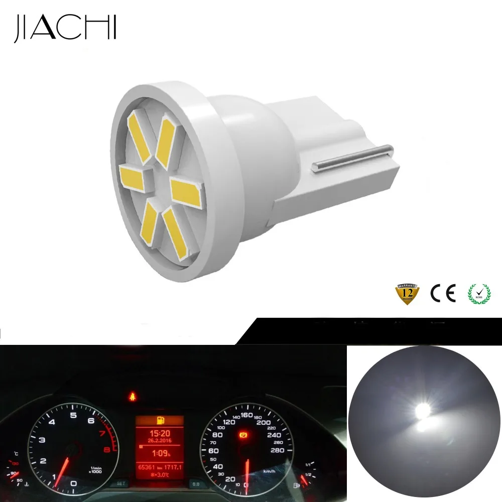 

JIACHI Factory 100PCS T10 LED Bulb Light W5W 194 168 2825 2827 Auto Car Interior Lamp 3014 6SMD Cool White Red Yellow Blue DC12v