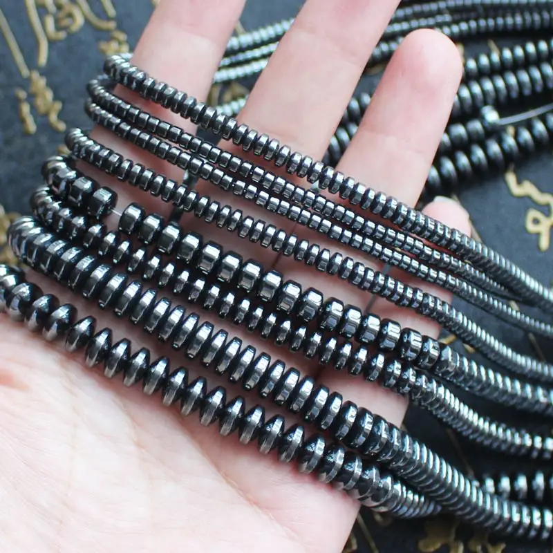 Natural Hematite Plated color Rondell Loose Beads 15inch,Beads For DIY Jewelry Making,