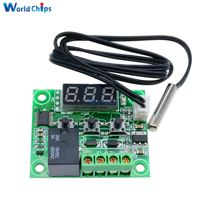 W1209 DC 12V Green LED Digital Thermostat Temperature Control Thermometer Thermo Controller Switch Module Waterproof NTC Sensor