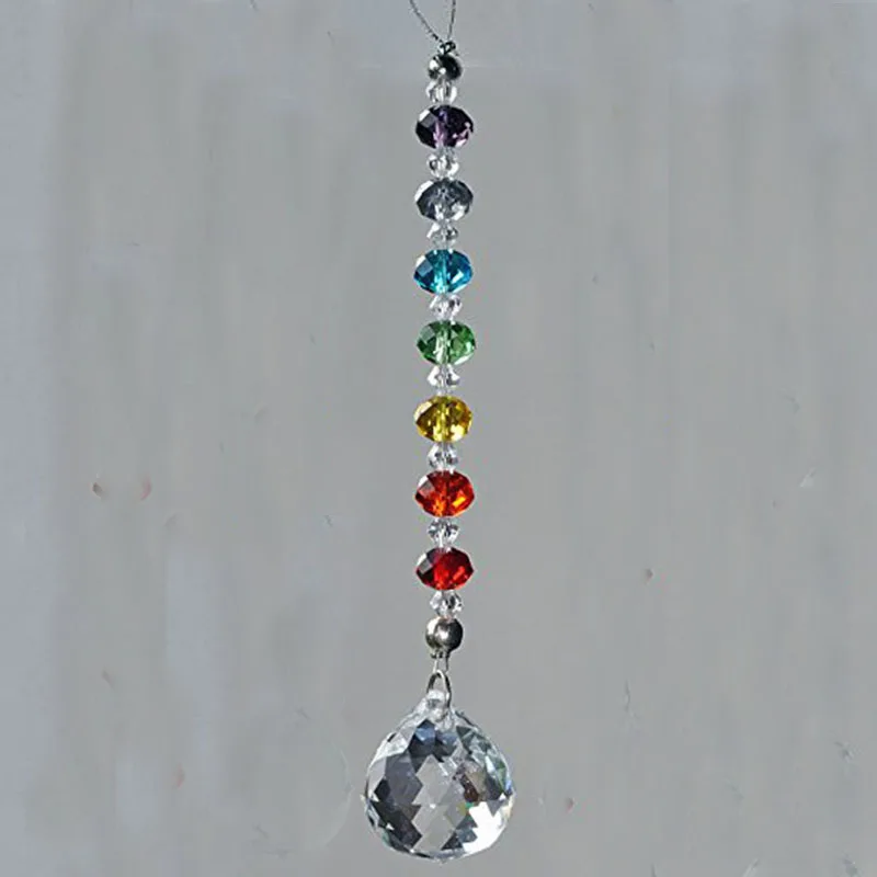 1PCS 20mm 30mm 40mm Crystal Prism Ball Chakra Colors Rondelle Beads Strand Design Rainbow Suncatcher Chrismas Decoration