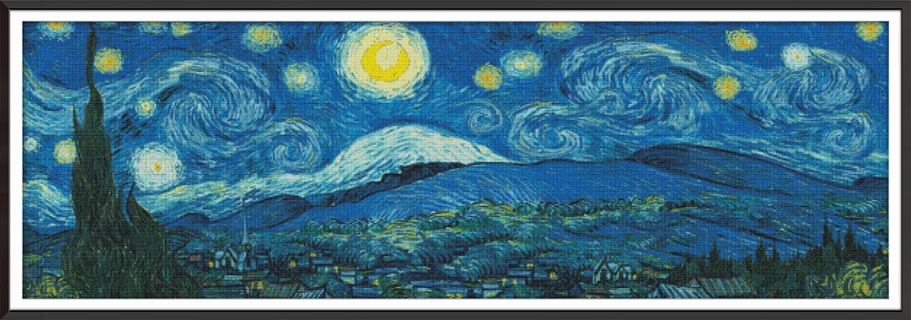 Starry night panorama (van gogh) cross stitch kit aida 14ct 11ct count print canvas stitches embroidery DIY handmade