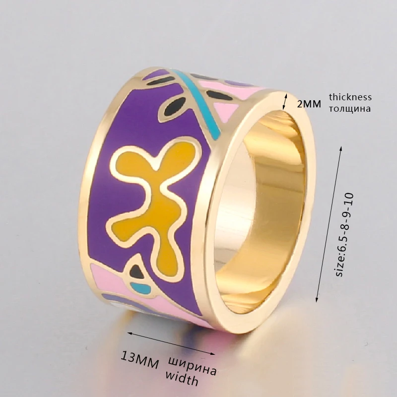 Fashion Purple Big Rings for Women 2021 Ceramic Mid Finger Enamel Scarf  Ring Jewelry Promotions