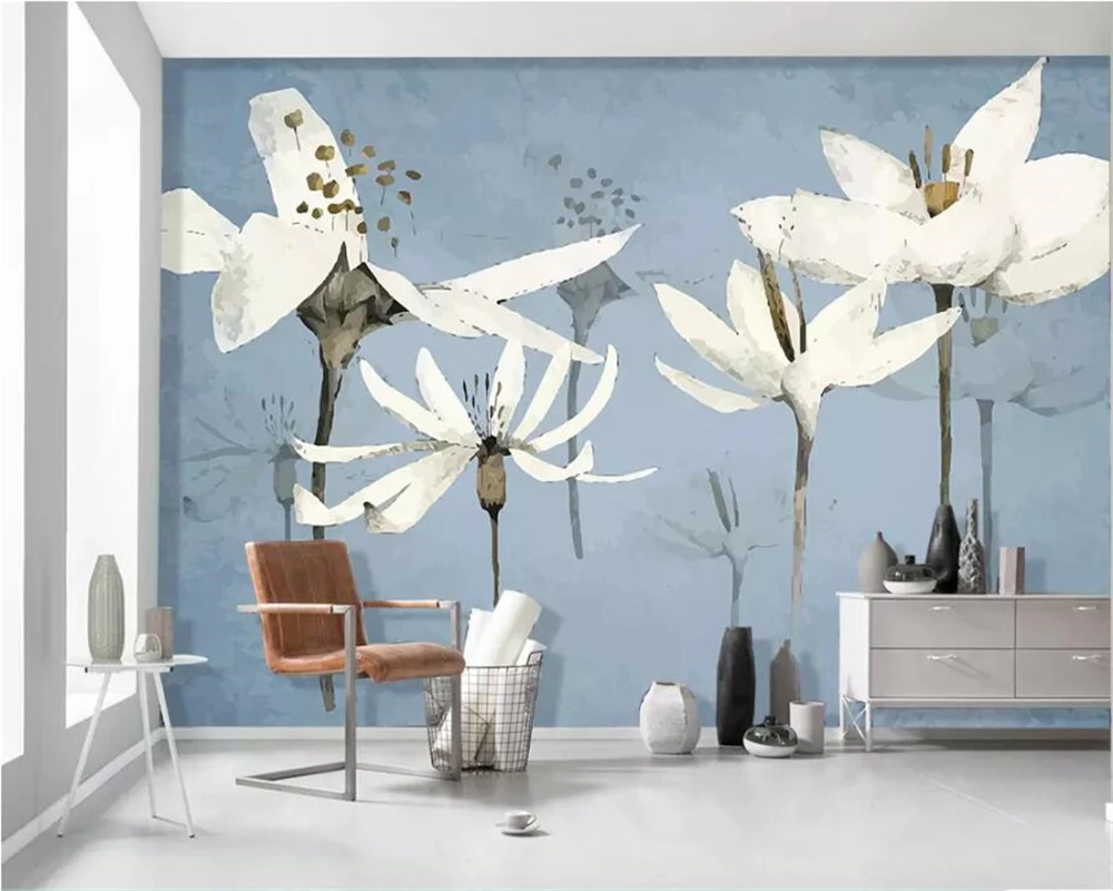 

beibehang Custom wallpaper 3d photo mural hand-painted fresh retro floral garden living room TV background wall paper 3d murals
