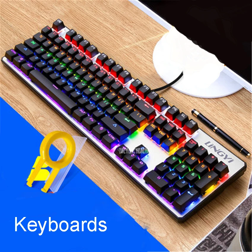 

Keyboards Backlight Game Computer Desktop Home Luminous Machine Touch Notebook External USB Wired Keyboard 104 keys green axis,