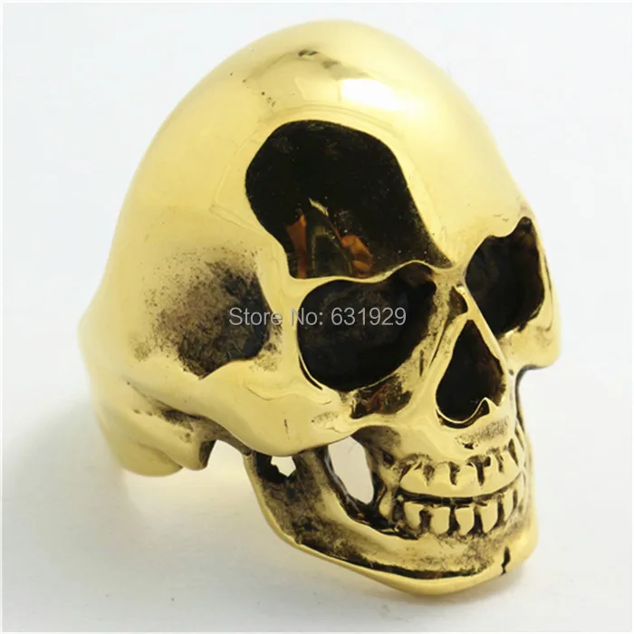 1pc Amazing Design !!  Mens Boy Awesome Cool Golden Big Skull Ring 316L Stainless Steel Hot Selling Ring