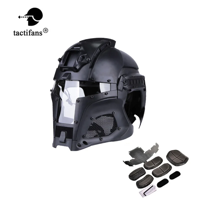 Casco tattico medievale da guerriero in ferro Binario integrato NVG Sindone Base di trasferimento Quadrante Manopola Sport all\'aria aperta