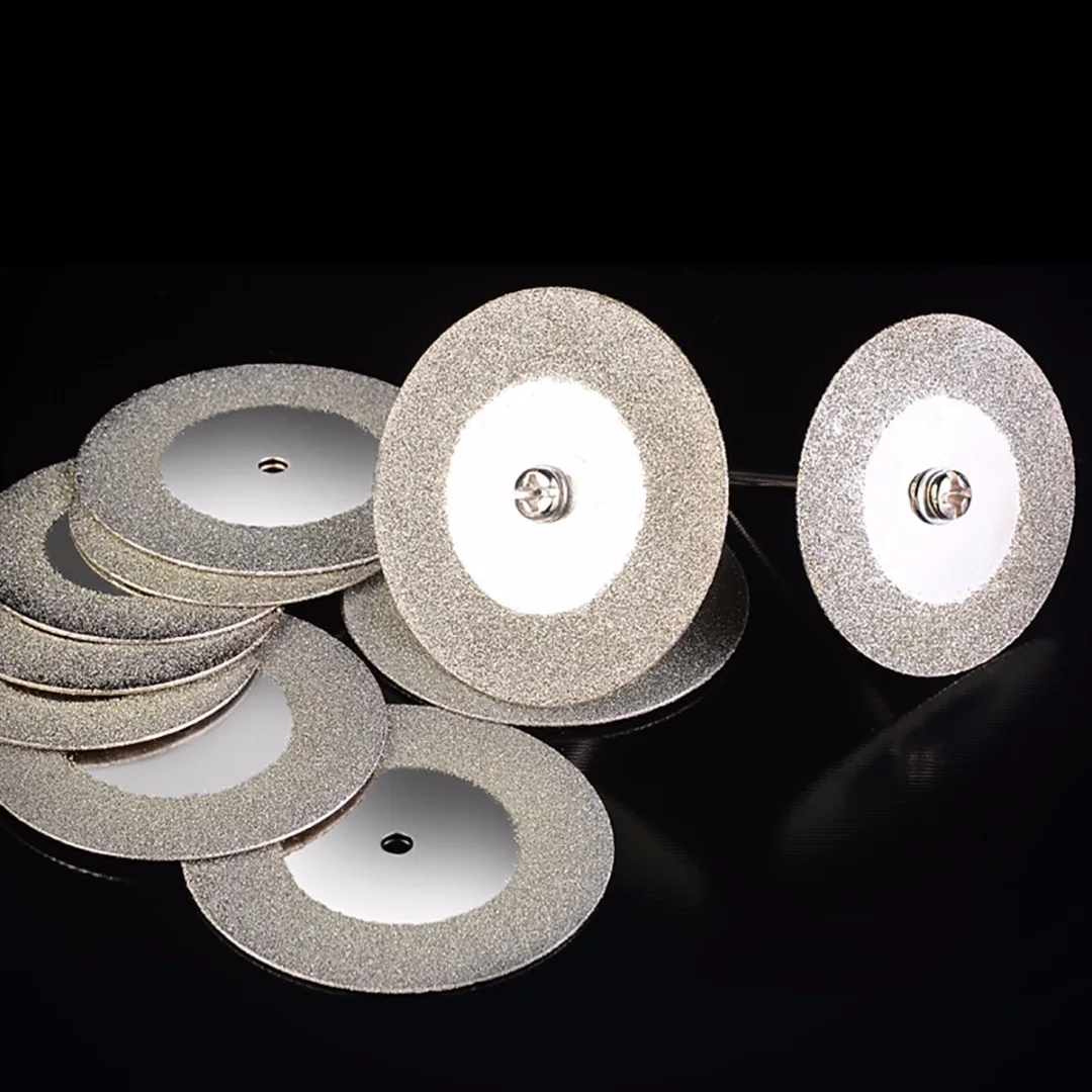 10pcs/set 30mm Mini Diamond Cutting Off Wheel Discs + Shank for Rotary Tool