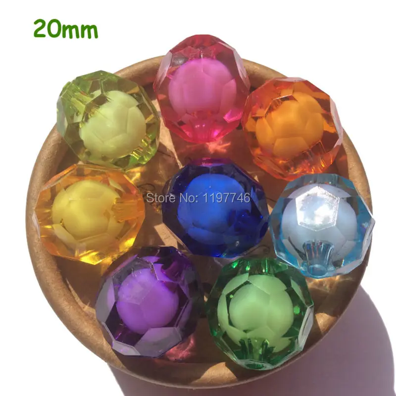 

Beads for Kids Acrylic Beads Faceted Round Beads Spacer Beads Loose Beads for DIY Jewelry Making 20mm 110pcs Chunky Beads