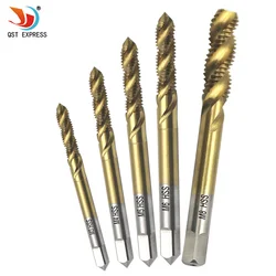 Spiral Pointed Taps Tapping Thread Forming Tap Titanium Coated Hss Metric Spiral Fluted Machine Screw Tap Kit M3 M4 M5 M6 M8