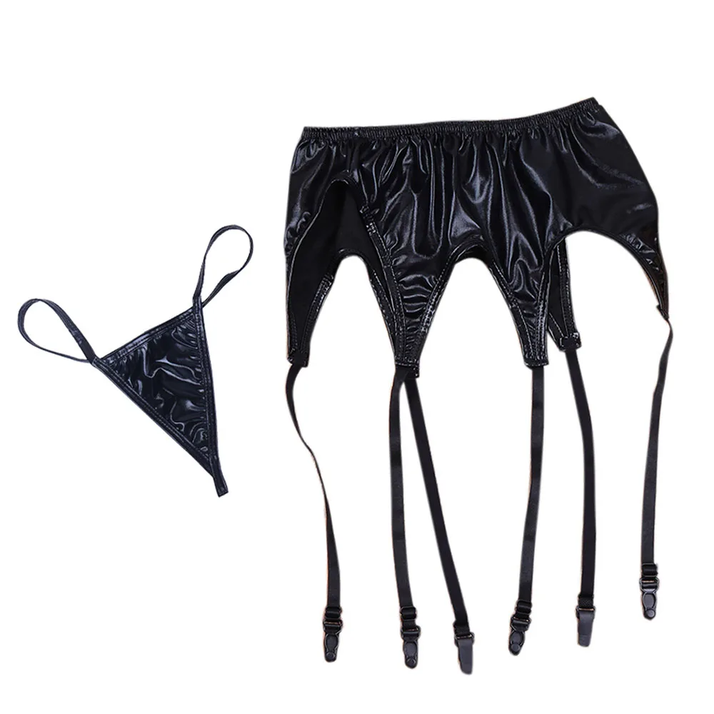 IEFiEL-Mulheres adultas de couro envernizado Garter Belt Holder, Adulto Sexy Clube Fastener Suspender, Plástico Metal Clipe Sock