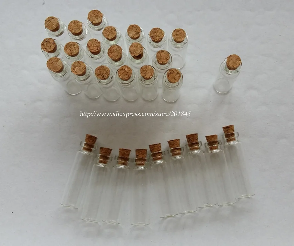 1Pcs Tiny Cork Stopper Vial containers of small pieces and essential oil Mini Sample Vial 2.3Ml Wishes Bottle