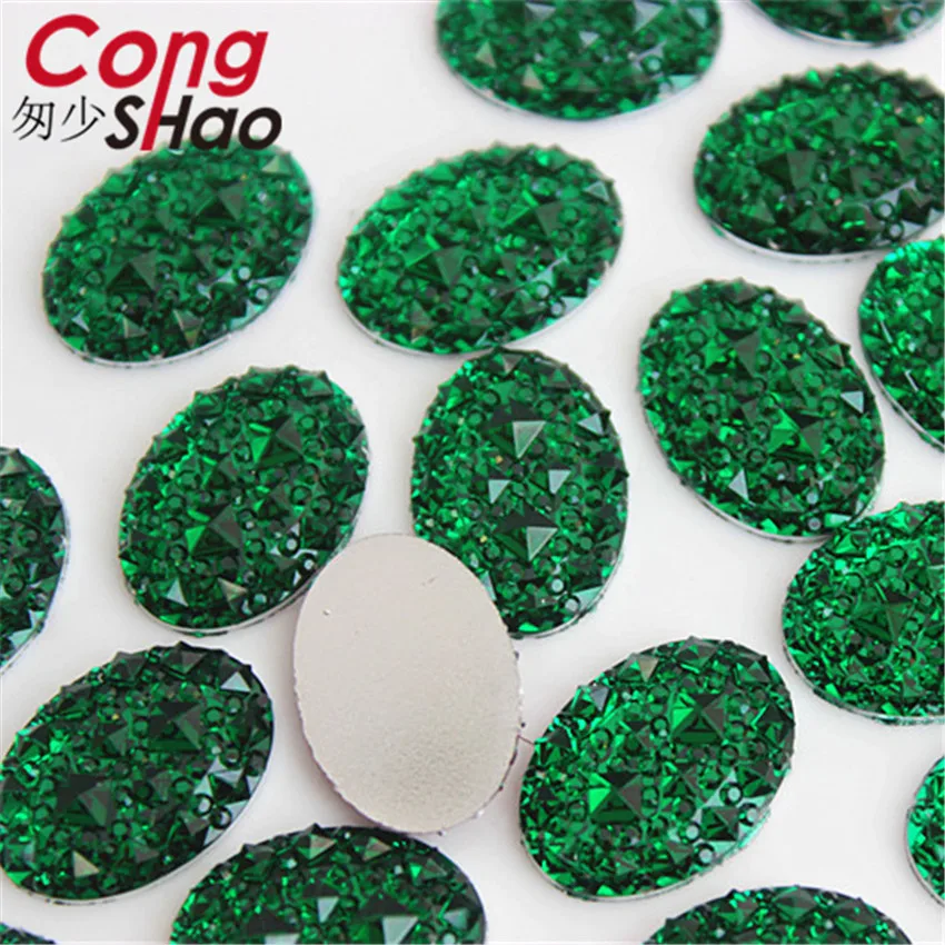 Cong Shao 100pcs 13*18mm Oval Shape Resin Rhinestone stones Crystal Flat Back Beads For Clothes Decoration Craft DIY CS600