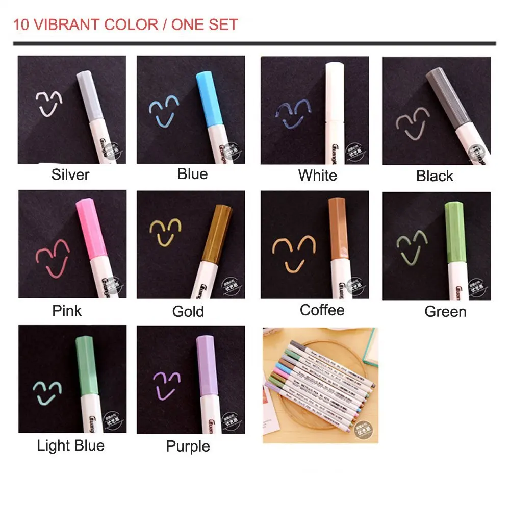 1 Pack Metallic Marker Pen 1MM Decor Paint Pen Colored for DIY Photo Album Drawing,Coloring Book,No Duplicated