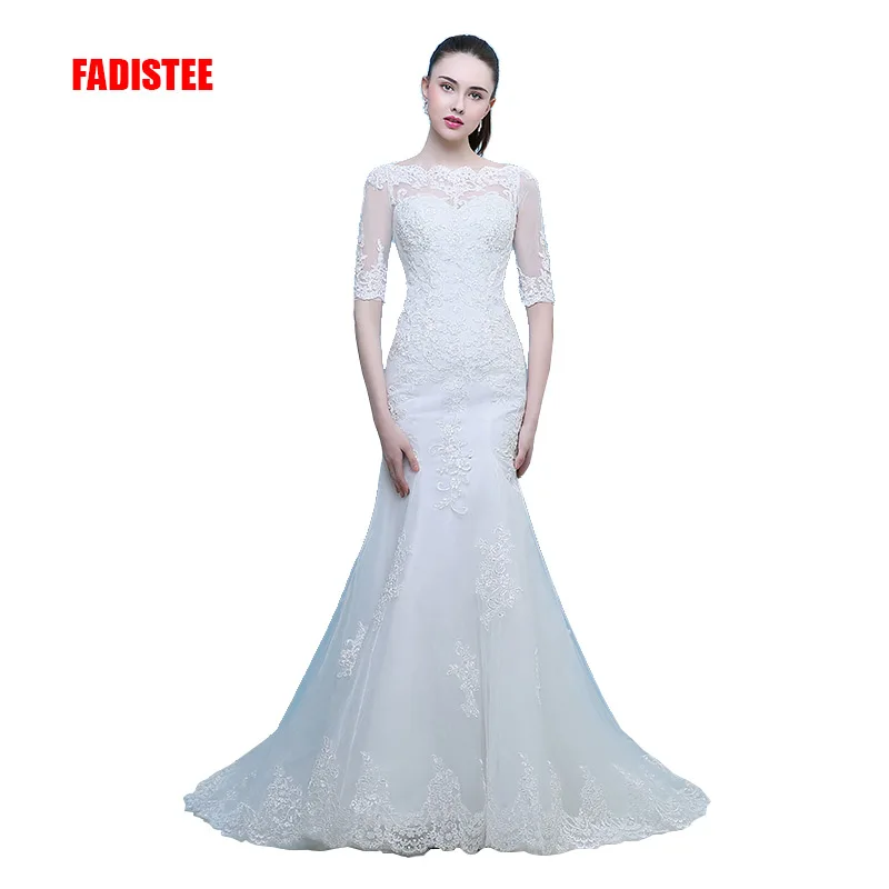 FADISTEE New arrival elegant wedding dress Vestido de Festa dress sweep train satin half sleeves long style wedding party