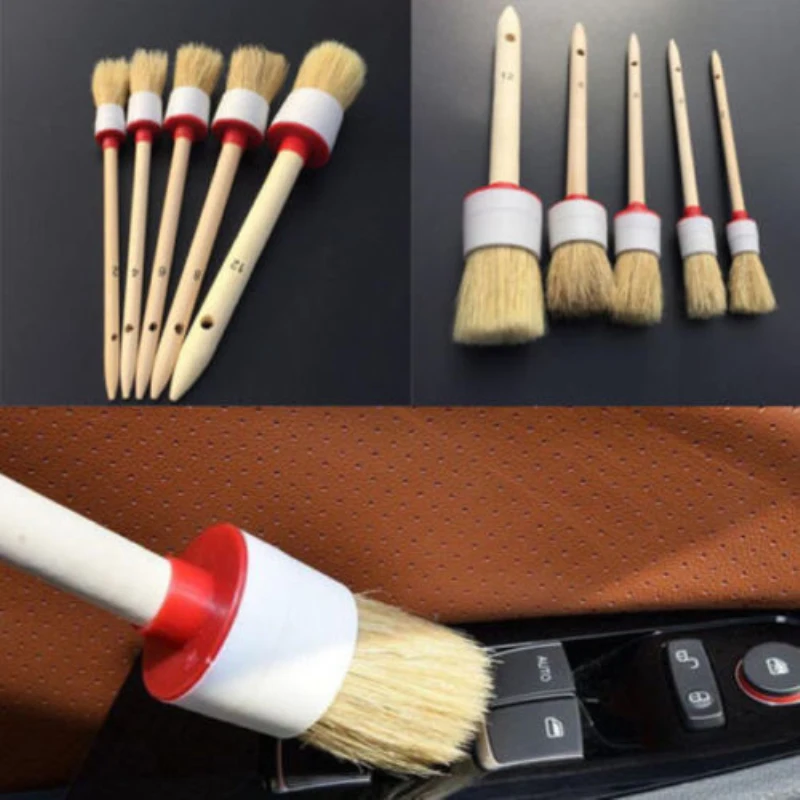 Substantial  Cleaning Brush Detailing Tools Bristle Hair Wooden Handle Car Care