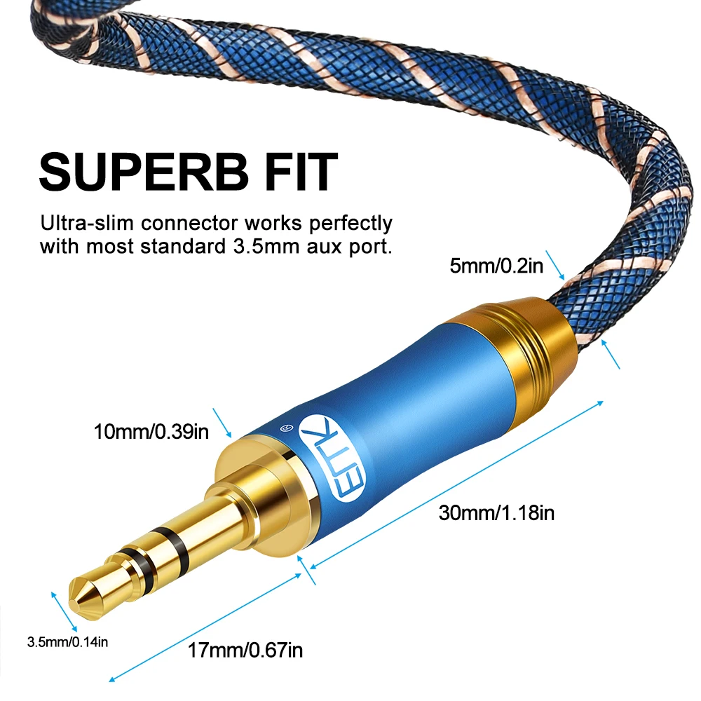 EMK AUX Jack 3.5mm kabel Audio pozłacany 3.5mm męski do 3.5mm męski kabel Aux dla iPhone słuchawki samochodowe przewód pomocniczy głośnika