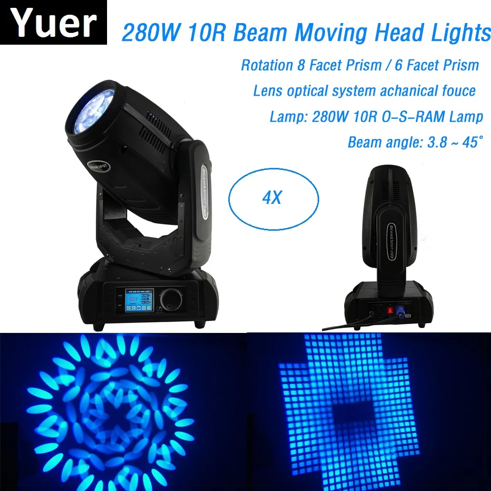 

4XLot Flightcase Packing 280W Sharpy Beam Spot Wash Lyre 3IN1 Moving Head Light Beam 280 Beam 10R Disco Nightclub Stage Lights