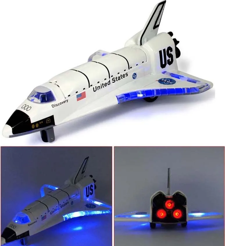 1:100 Alloy Space Shuttle Die Cast Space Craft Space Plane SpaceShip Model 19Cm Length With Light Music For Kids Toys