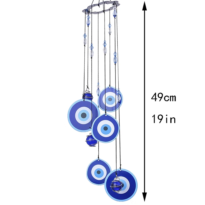 H&D Turkish Wind Chimes Blue Turkey Evil Eye Amulet Protection Wall Hanging Home Garden Decoration Blessing Gift Lucky Pendant