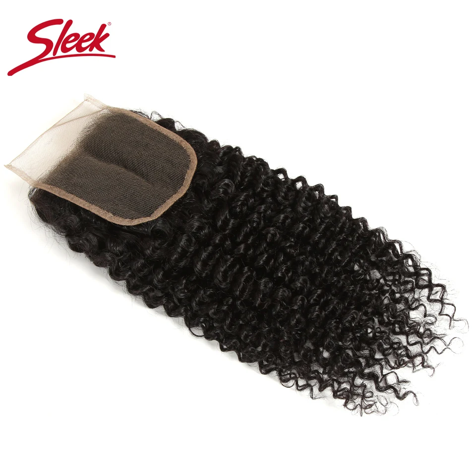 Elegante remy cabelo humano 4x4 fechamento do laço livre/meio/três parte indiano kinky encaracolado cabelo suíço fechamento do laço cor natural remy