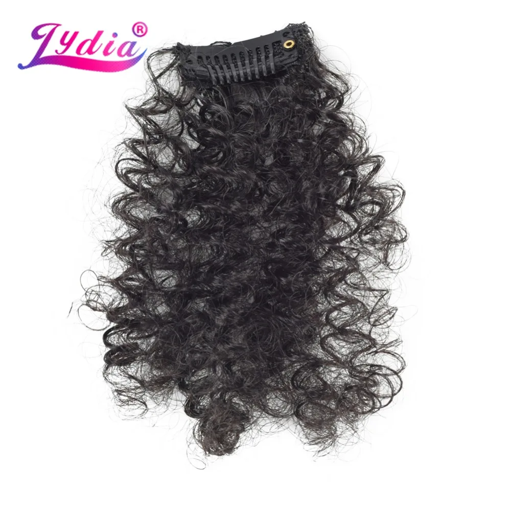 Lydia 8Pcs/set 18 Clips In Hair Hairpieces 6 Inch kInky Curly Synthetic Heat Resistant Hair Extensions All Color Available