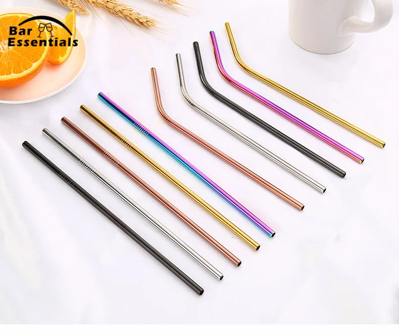 

100 PCS Stainless Steel Straw Reusable Metal Drinking Straw With Cleaner Brush For Home Party Barware Bar Accessories