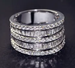 YaYI Jewelry Princess Cut 8.6 CT White Zircon Silver Color Engagement Rings Wedding Heart Rings Girls Party ring Gifts 444