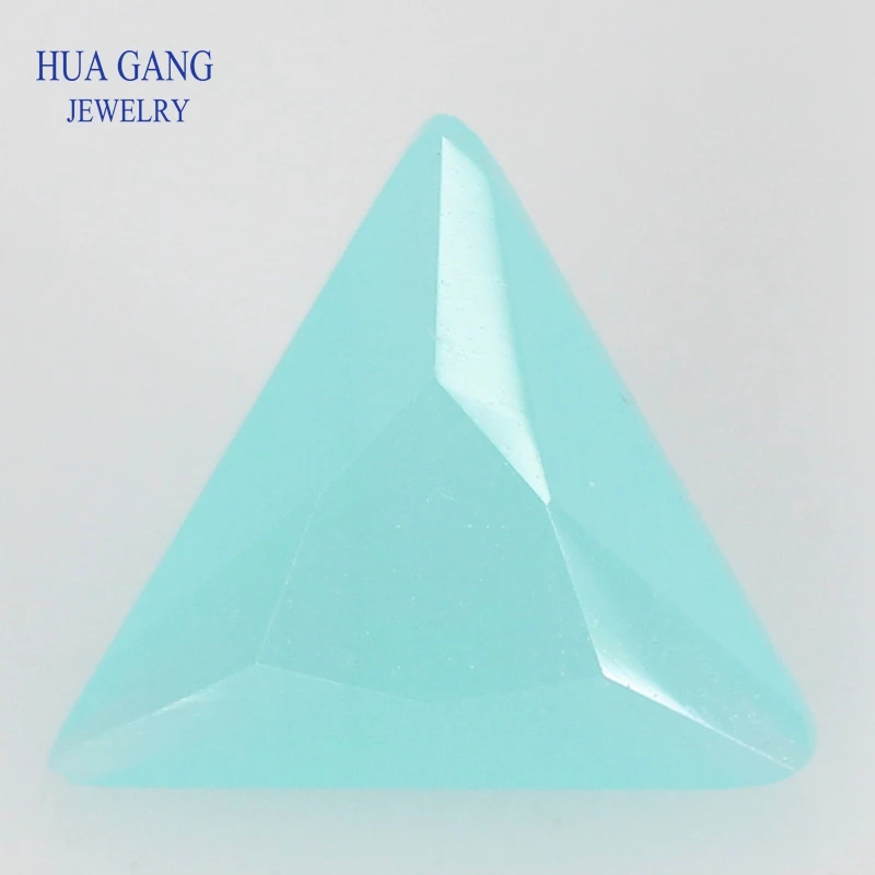 

Glass Beads Paraiba Color Triangle Shape Cut Loose Synthetic Gems For Jewelry Size 3x3~8x8mm