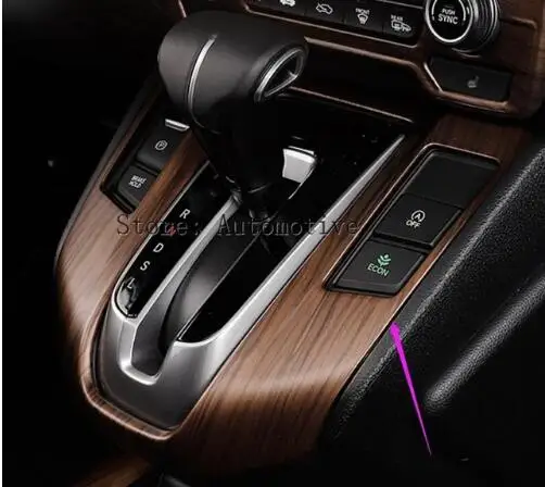 Luxury Wood Chrome For Honda CRV 2017 2018 Car Interior Gear Panel Decorative Frame Cover Trims Car Styling Auto Accessories