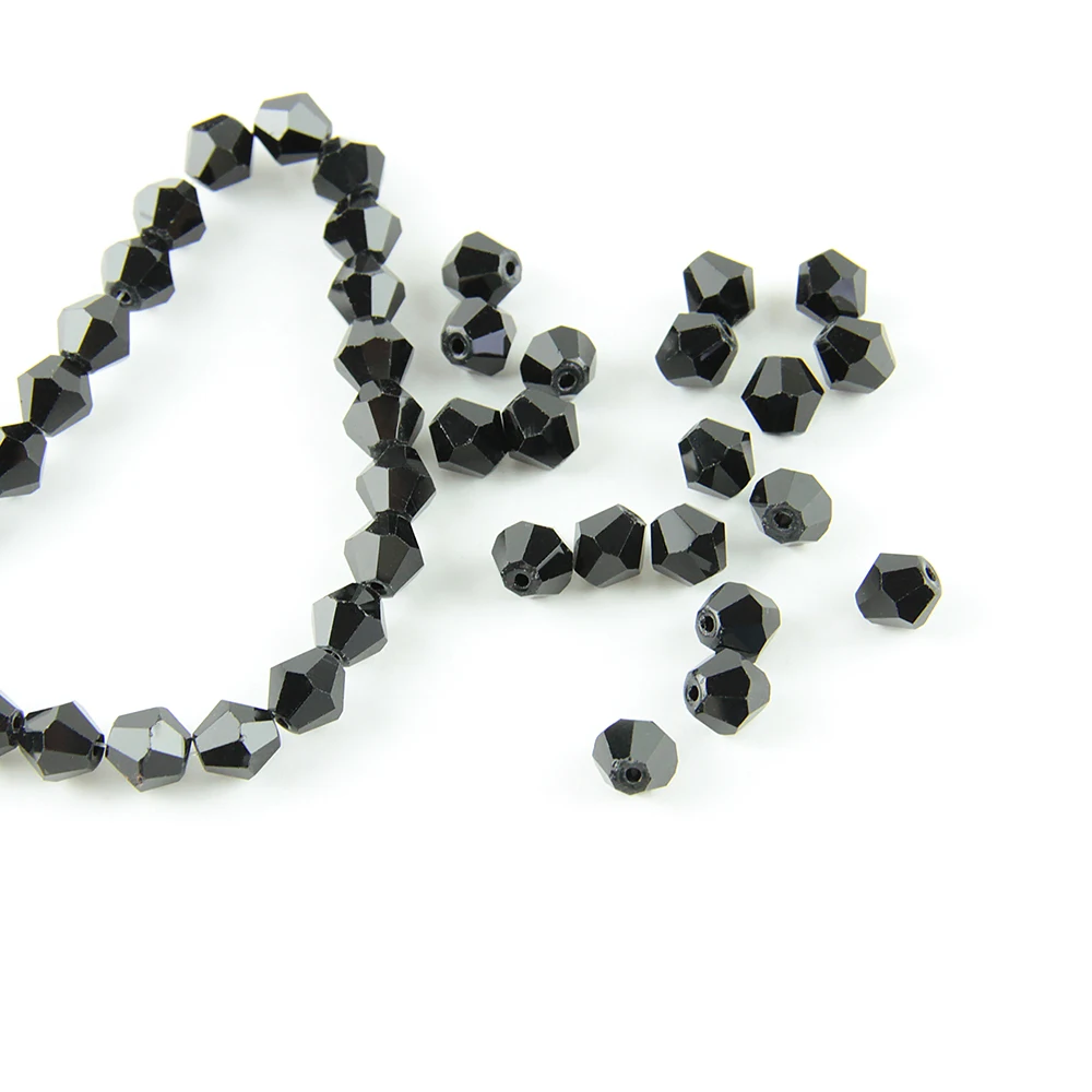 1440pcs/bag 6mm Black Jewelry Part Bicone Glass Beads Ornament Jewelry Glass Beads for Making Diy Decoration