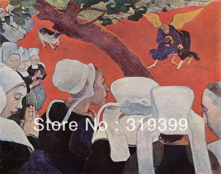 

100% handmade famous Oil Painting Reproduction on Linen canvas,The Vision After the Sermon, by paul gauguin,100%handmade,