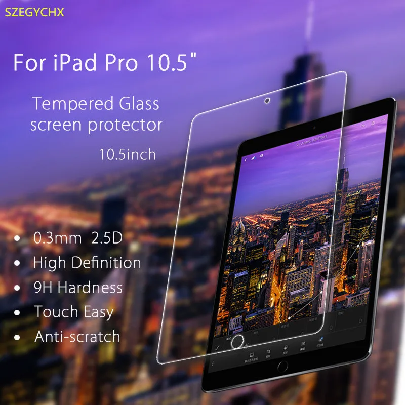 

Закаленное стекло для защиты экрана для iPad Air 3 10,5 Pro Взрывозащищенная прозрачная закаленная Защитная пленка 2.5D Radian твердость 9H