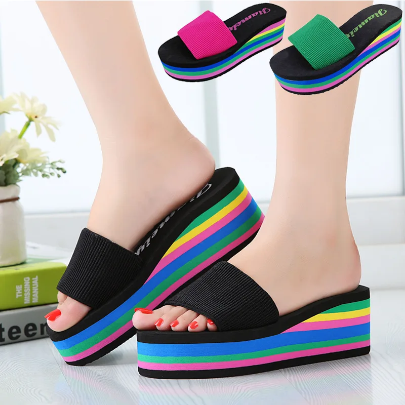 

Summer chaussures femme Bohemia Floral Beach Sandals Wedge Platform Thongs Slippers Flip Flops summer shose for women girls