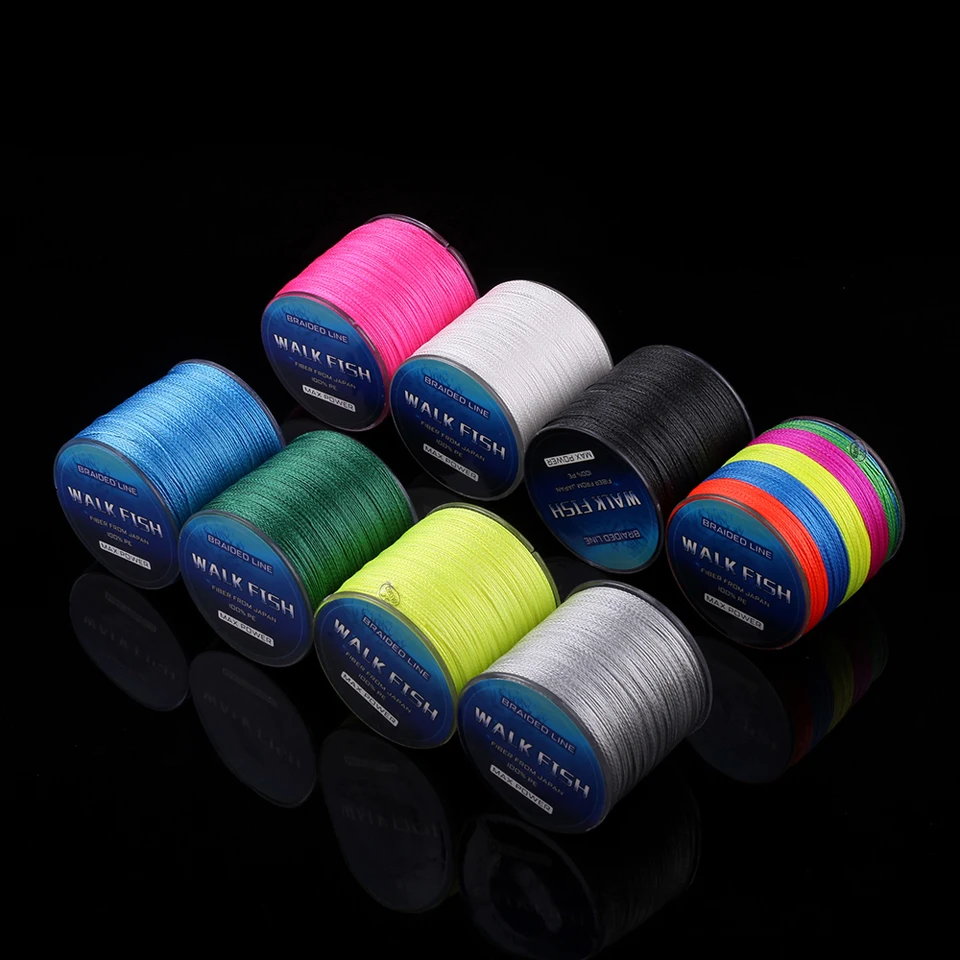 WALK FISH 100M 4 Strands Multifilament PE Braided Fishing Line 0.3-12.0# 8-150LB Super Strong Braided Line Fishing Lines
