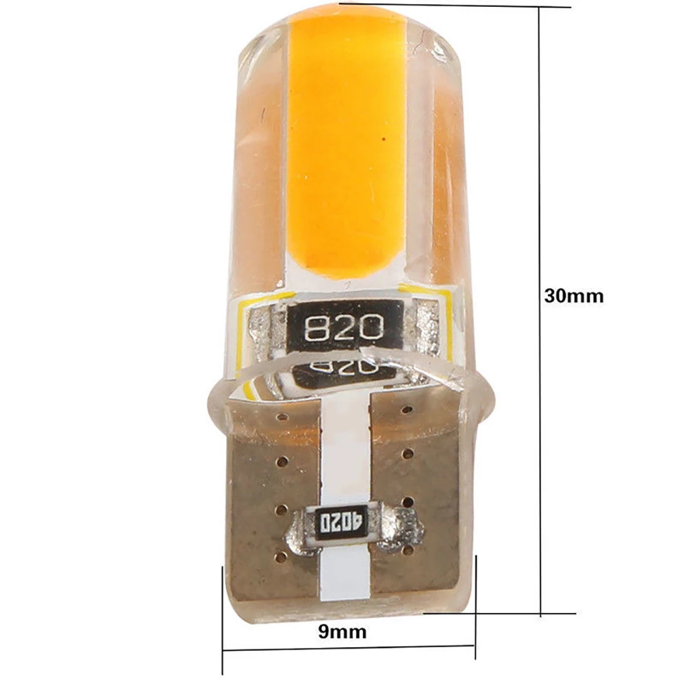 Luz LED COB para coche, marcador lateral de ancho de silicona, luz de señalización de matrícula, Bombilla ámbar, 4 piezas, T10, 194, 168, W5W, Canbus