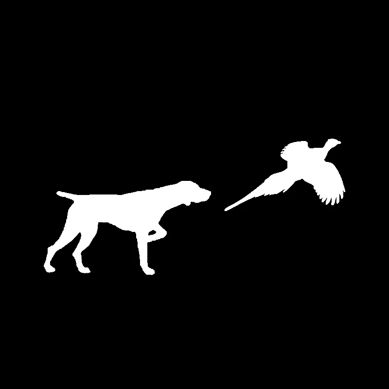 QYPF 15.2CM*6.8CM German Shorthair Pointer Pheasant Personality Vinyl Car Sticker Decal Black Silver C15-3207