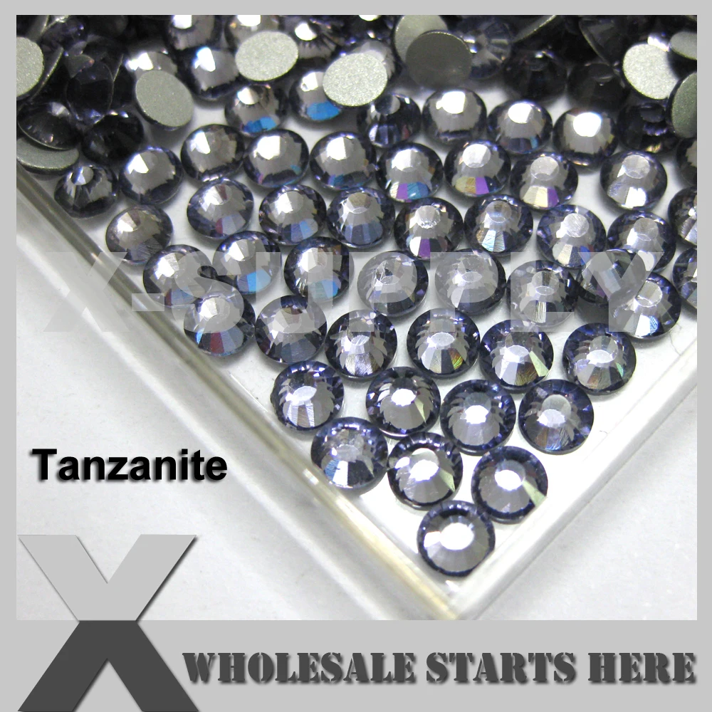 (SS3-SS20,100 Gross/Lot) TANZANITE Flat Back Rhinestone,Silver Foiled Back,No Glue,Used For Nail Art,Phone Case,Shoes