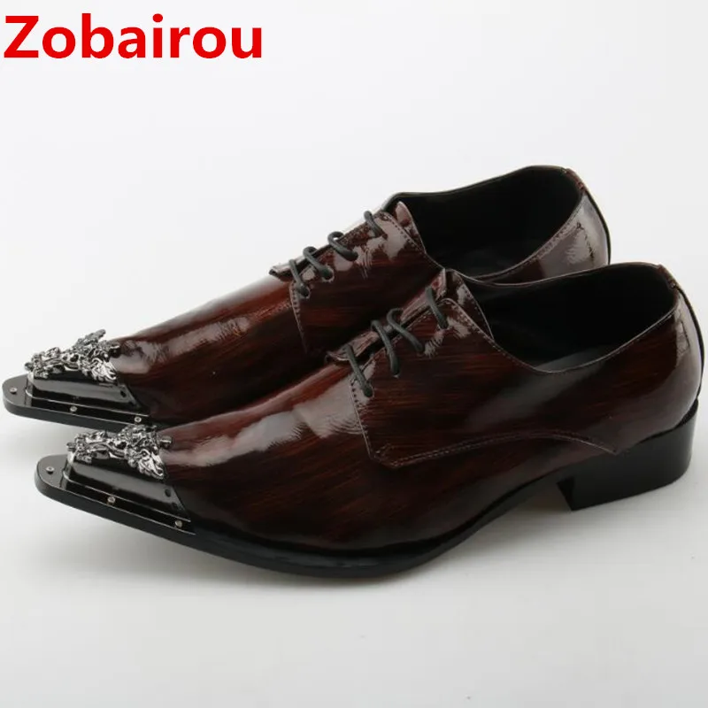 Zobairou sapato social men dress shoes 2018 slipon luxury patent leather elegant business formal oxford shoes for men flats