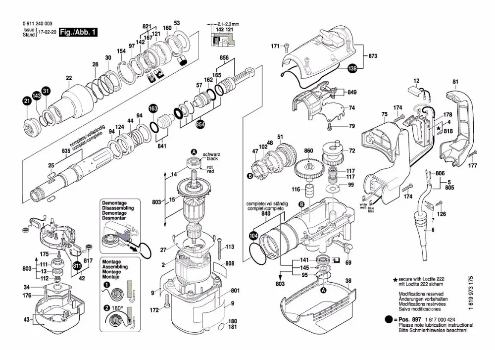 AC 220V/240V GBH 5-38 Armature Rotor replacement For BOSCH GBH5-38 GBH5-38D GSH388X GBH 5-38D GSH 388X demolition Rotary hammer