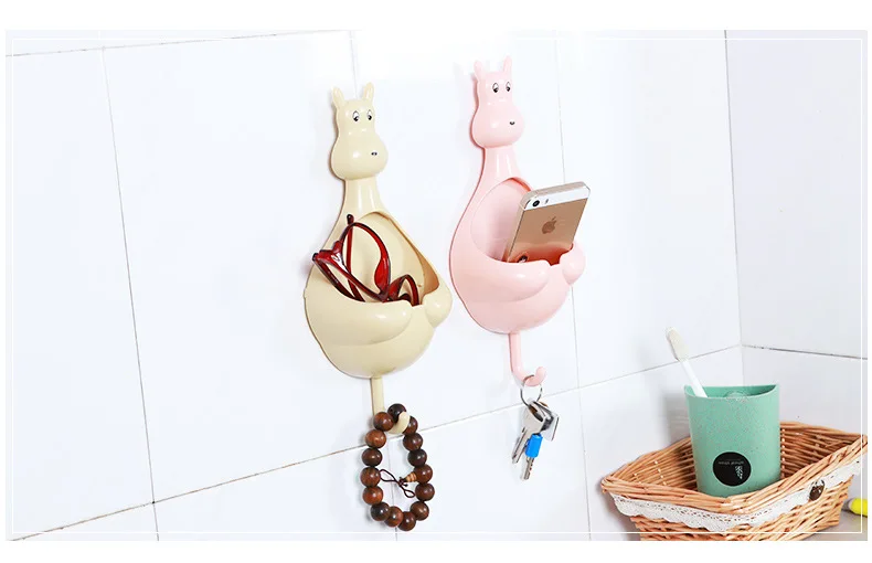 1PC Nordic Style Cute Kitchen Bathroom Multi-function Seamless Storage Box Toothbrush Toothpaste Hanging Storage Rack LF 142