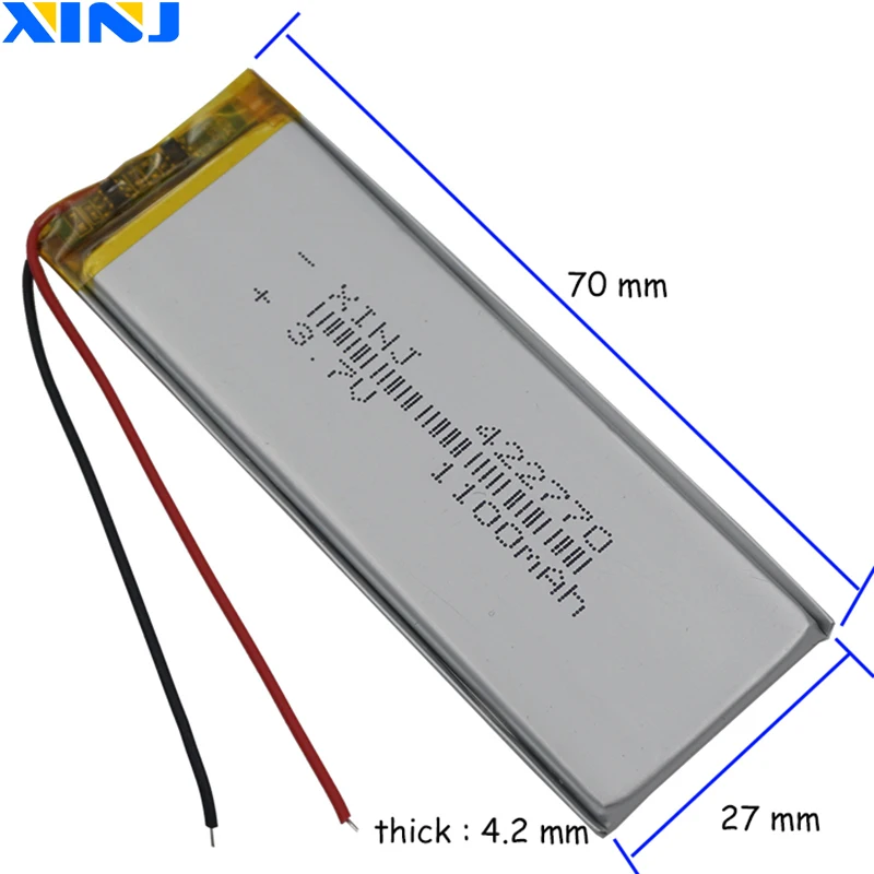 Imagem -02 - Xinj 10 Peças 3.7v 1100mah 4.07wh Polímero li Bateria Lipo Lítio 422770 Compatível Câmera Telefone Móvel Condução Tablet pc