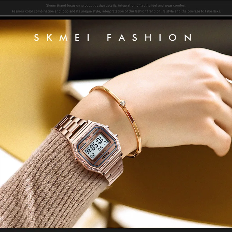 Skmei-relógio de pulso digital feminino, com alarme, à prova d\'água, 30m, com visor semanal, feminino, 2019