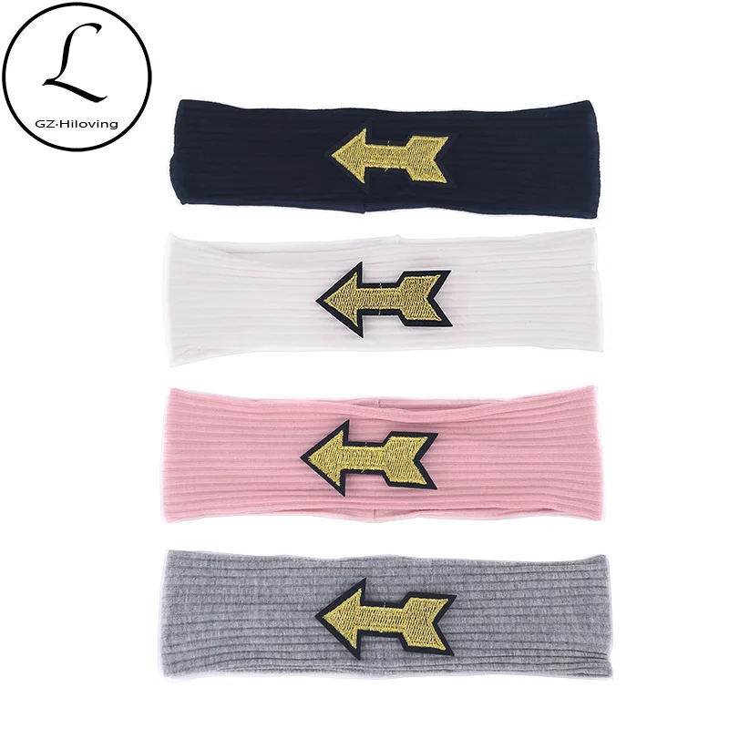 

GZhilovingl 2019 Summer Newborn Baby Boy Girls Gold Arrrow Headband Lovely Kids Childs Soft Cotton Ribbed Hair Bands Accessories