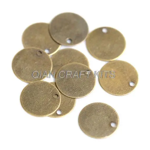 Set of 500PCS 10mm-15mm Antique Bronze Round Disc Tag Coin Drops Blank Charms Connector Lead And Nickle Free