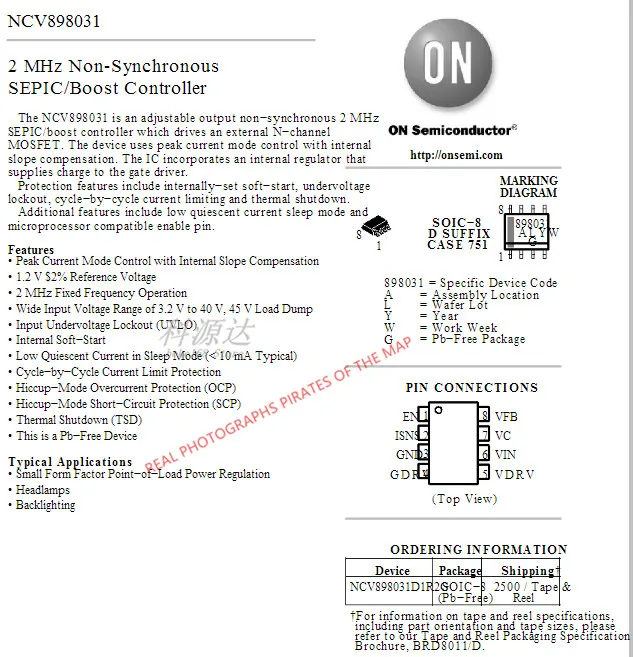 5pcs NCV898031D1R2G SOP-8 NCV898031 898031  In Stock