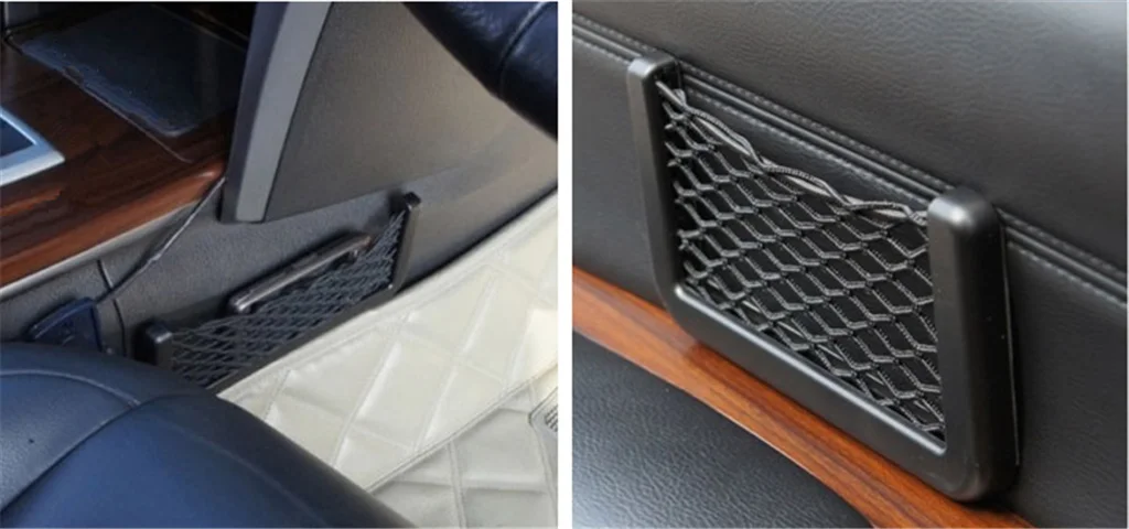 Universal black car seat side net storage pocket for BMW X7 X1 M760Li 740Le iX3 i3s i3 635d 120d 120i