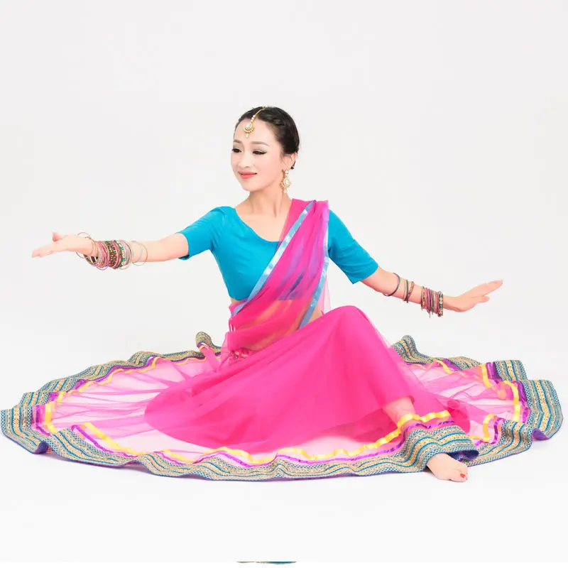 

Indian Dance Performance Costume Female Practice Dance Clothing Oriental Dance Costumes For Women Bollywood Sari 3PCS DQL920