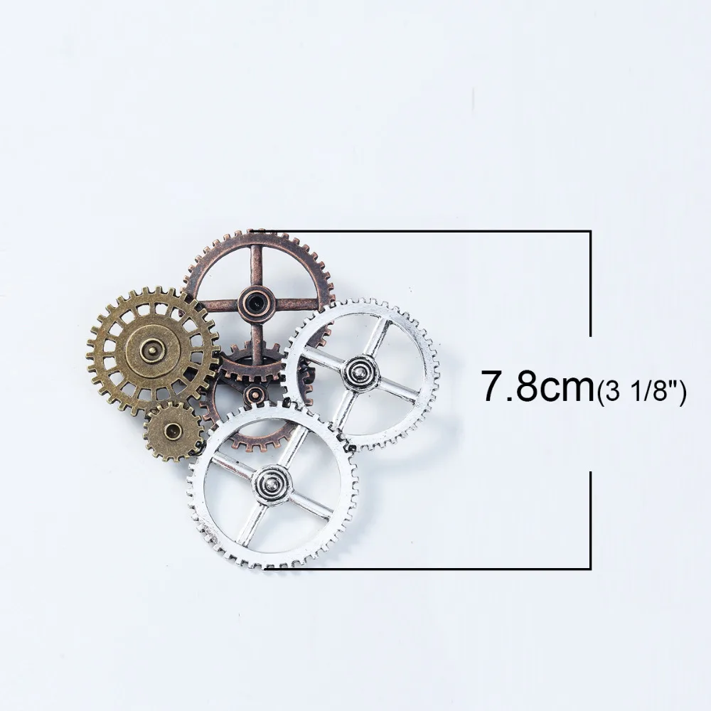 DoreenBeads Zinc Based Alloy Silver Color & Antique Copper Steampunk Pin Brooches Gears Hollow 78mm x 78mm(3 1/8\